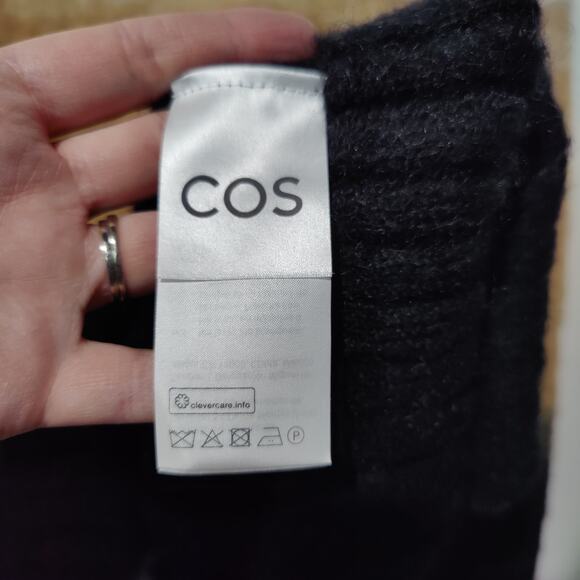 COS Mens Sz L Regular Fit Thick Wool Mohair Blend Sweater Colorblock Brown Black - Picture 5 of 6